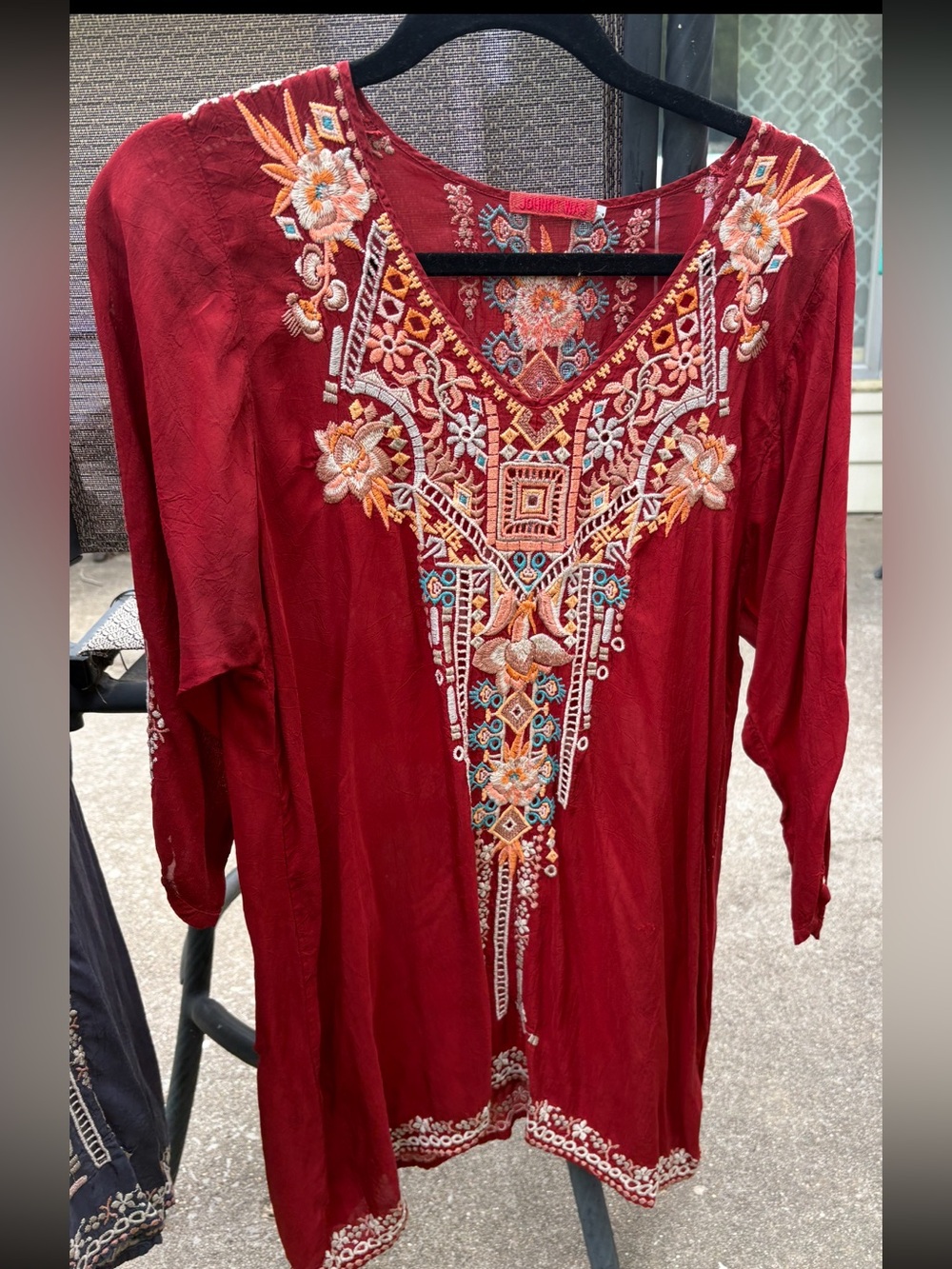 Johnny Was Bundle Embroidered V-Neck Tunics Gray and Rust - Picture 3 of 12